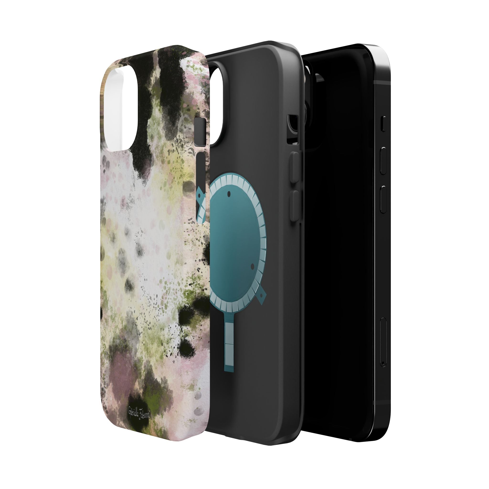 Watercolor Moss Phone Case — Impact‑Resistant Magnetic iPhone Cover