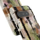 Watercolor Ink Splash Tough Phone Case — Abstract Olive, Blush & Charcoal Protective Cover
