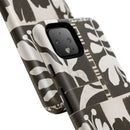Floral Block Print Tough Phone Case — Black & White Botanical Protective Cover