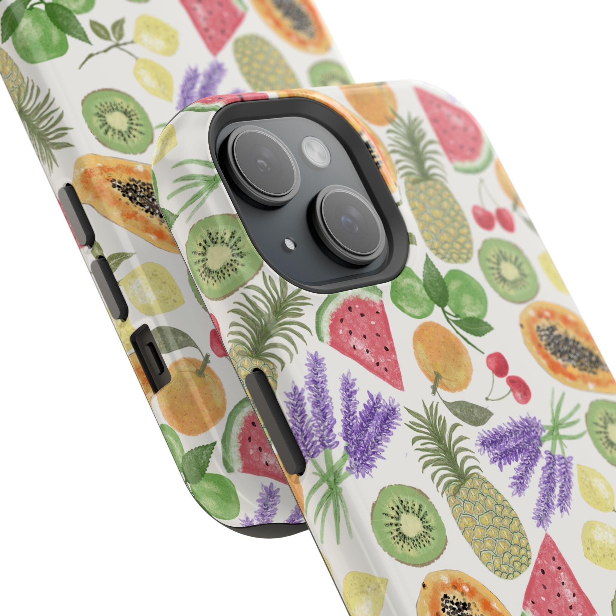 Tropical Fruit Magnetic Impact Phone Case — Watercolor Kiwi, Papaya & Watermelon