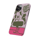 Slim Phone Case — Retro Monstera Plant Pink Green Botanical Design