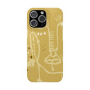 Abstract Line Face Slim Phone Case | Minimalist Art, Mustard Yellow