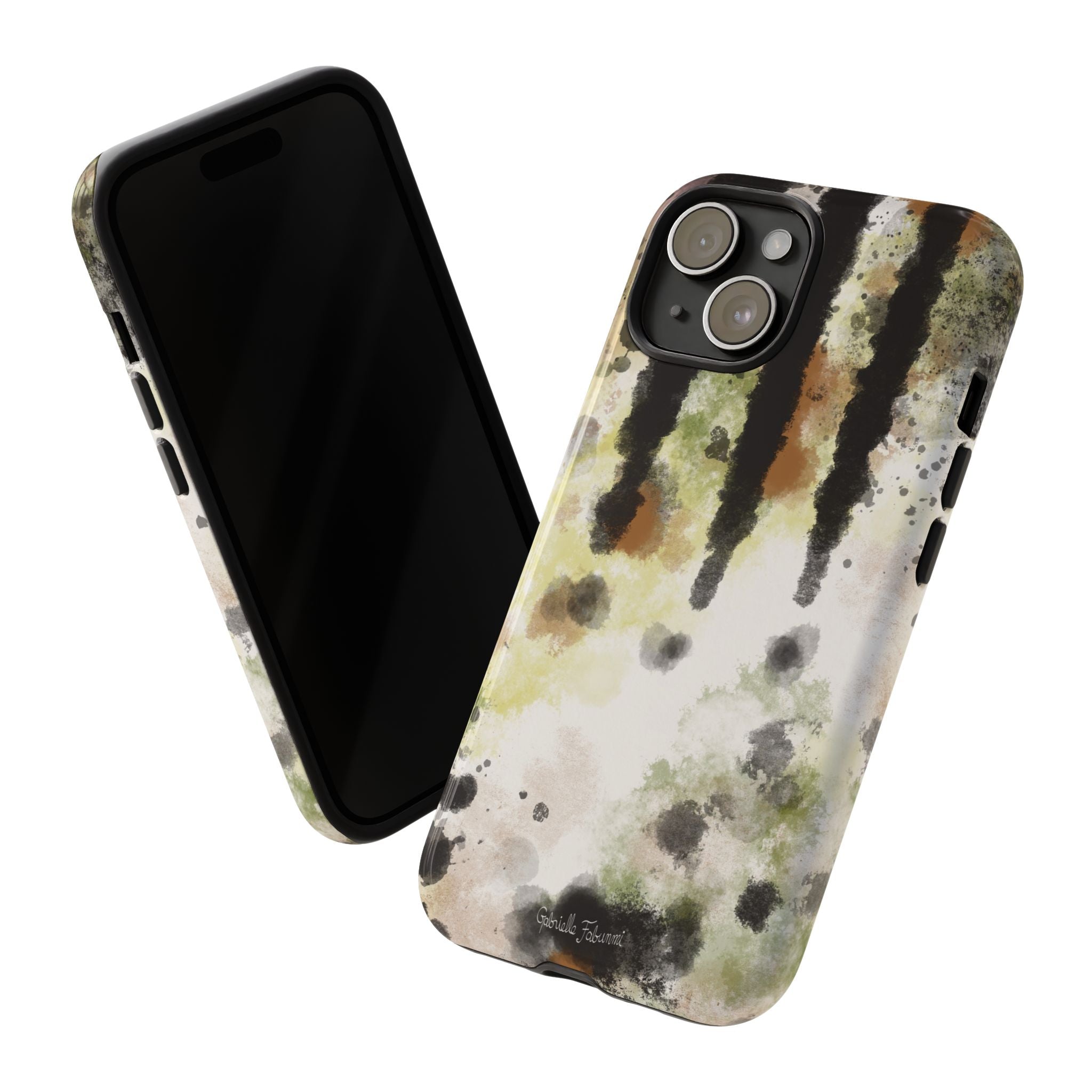 Abstract Camouflage Tough Phone Case — Watercolor Drip Design