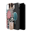 Abstract Floral Magnetic Phone Case — Impact-Resistant Protective Cover with Pink & Teal Collage Design