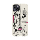 Abstract Face Line Art Slim Phone Case | Minimal Pink Accent