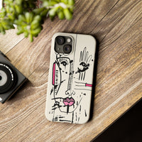 Abstract Face Line Art Slim Phone Case | Minimal Pink Accent