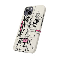 Abstract Face Line Art Slim Phone Case | Minimal Pink Accent
