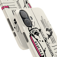 Abstract Face Line Art Slim Phone Case | Minimal Pink Accent