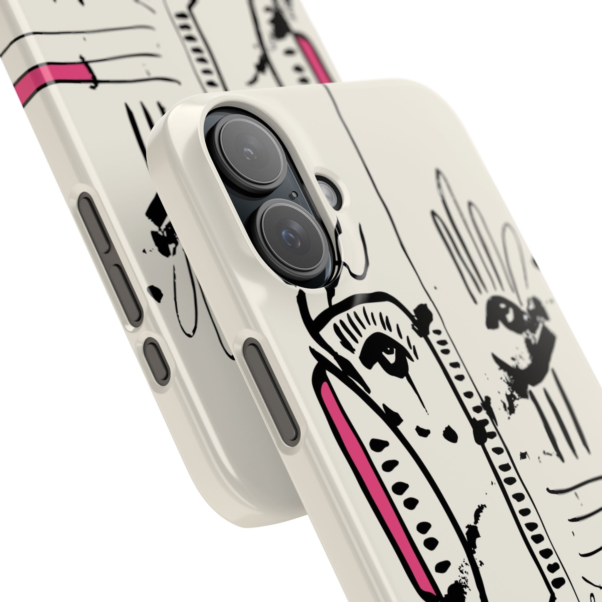 Abstract Face Line Art Slim Phone Case | Minimal Pink Accent