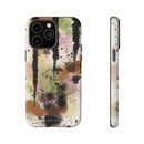 Watercolor Ink Splash Tough Phone Case — Abstract Olive, Blush & Charcoal Protective Cover