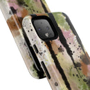 Watercolor Ink Splash Tough Phone Case — Abstract Olive, Blush & Charcoal Protective Cover
