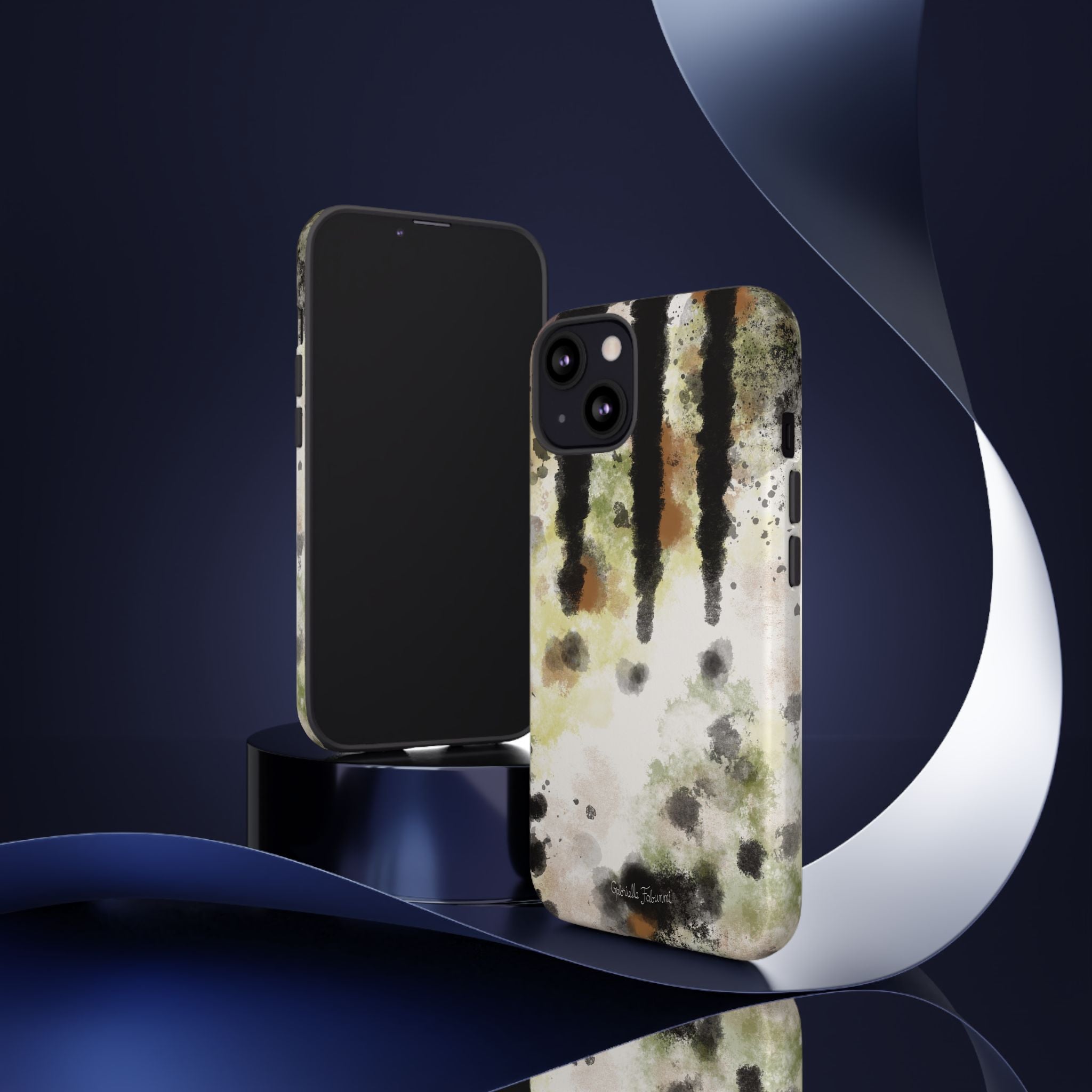 Abstract Camouflage Tough Phone Case — Watercolor Drip Design