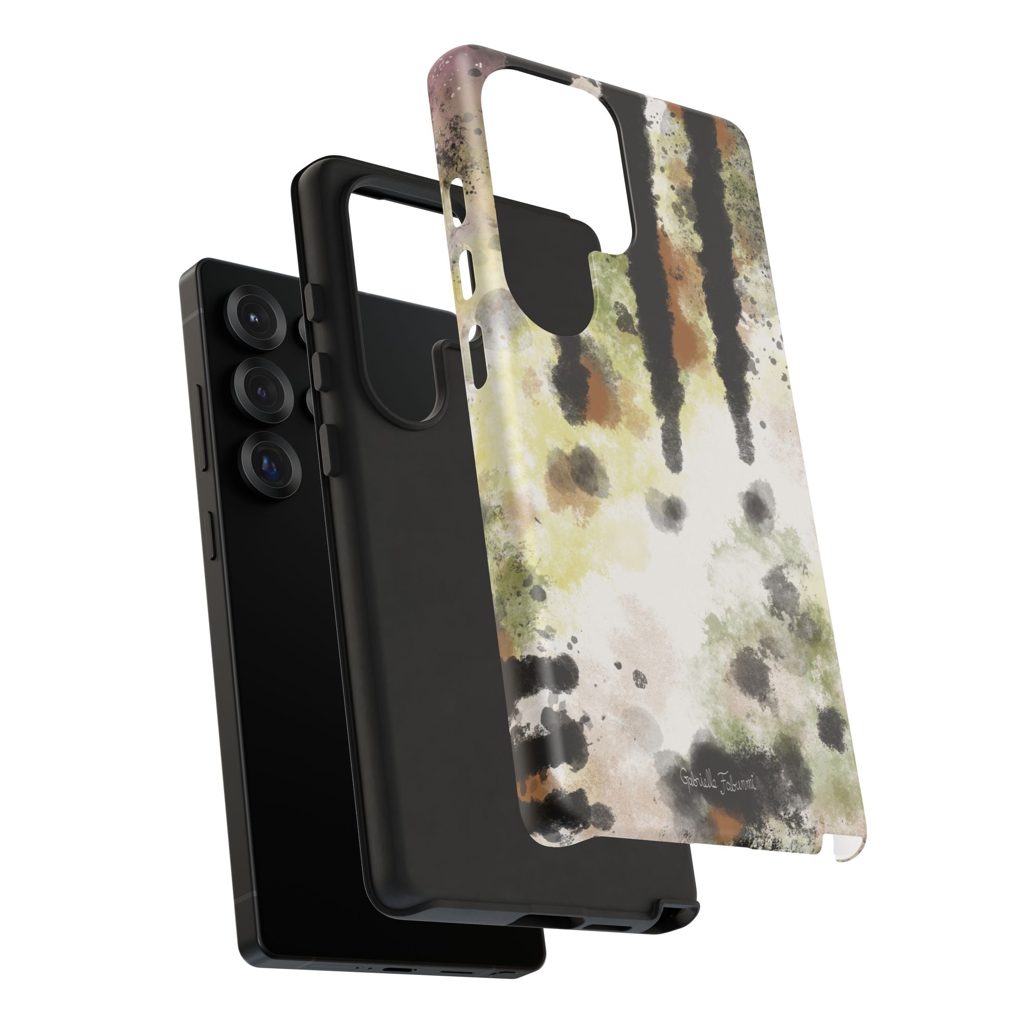 Abstract Camouflage Tough Phone Case — Watercolor Drip Design