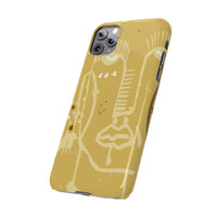 Abstract Line Face Slim Phone Case | Minimalist Art, Mustard Yellow