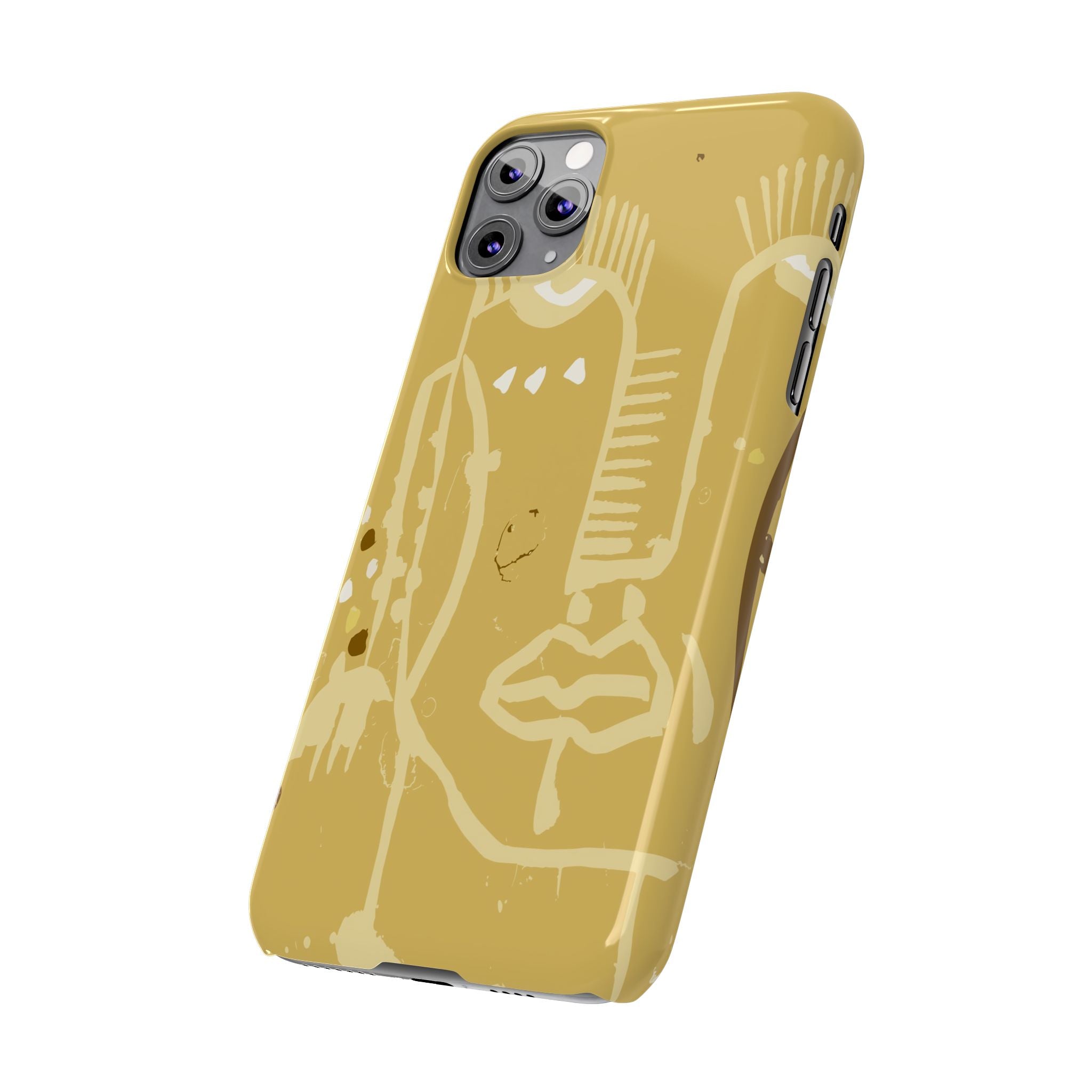 Abstract Line Face Slim Phone Case | Minimalist Art, Mustard Yellow