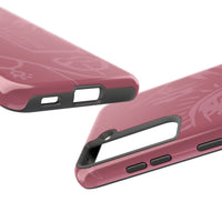 Abstract Line Face Tough Phone Case | Blush Pink Minimalist Art