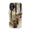 Watercolor Ink Splash Tough Phone Case — Abstract Olive, Blush & Charcoal Protective Cover