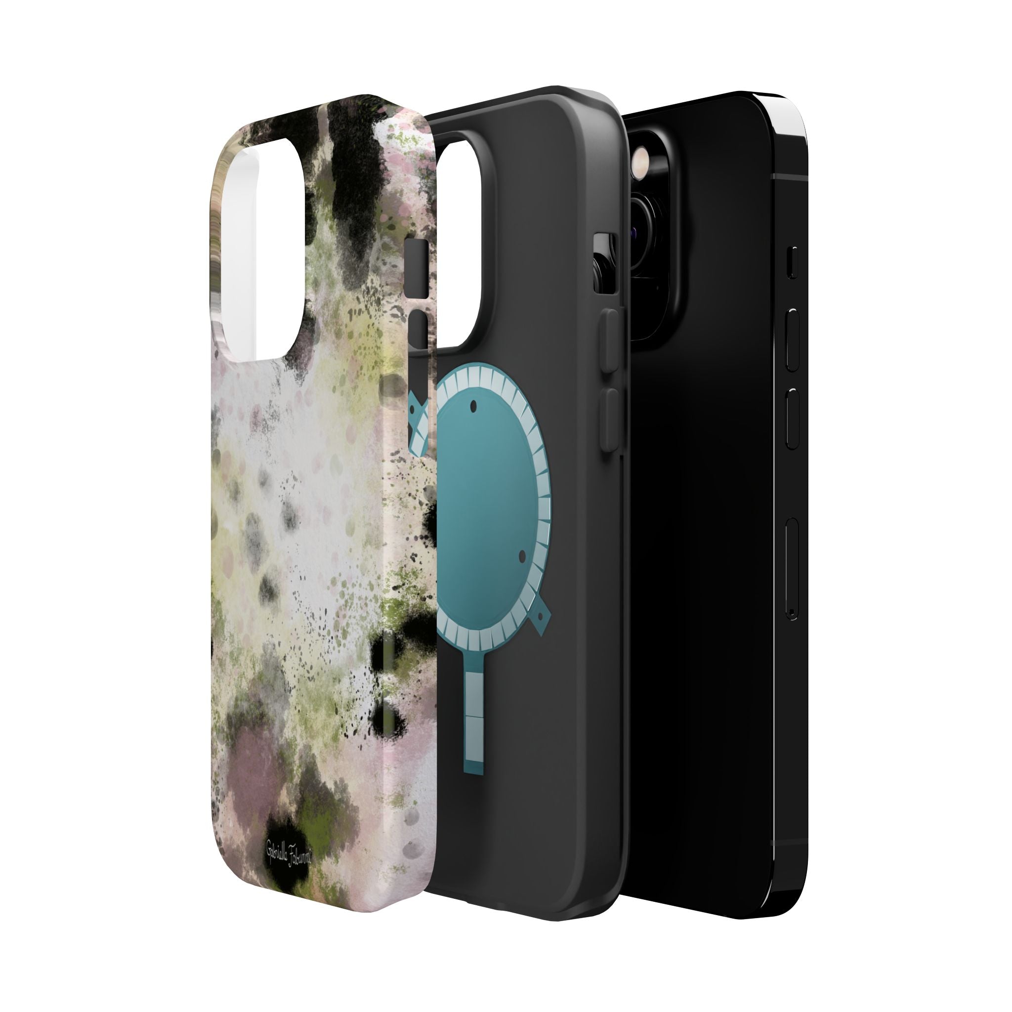 Watercolor Moss Phone Case — Impact‑Resistant Magnetic iPhone Cover