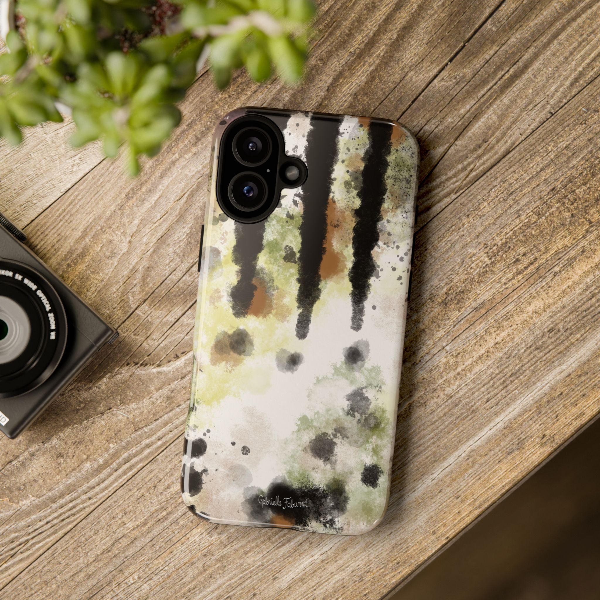 Abstract Camouflage Tough Phone Case — Watercolor Drip Design
