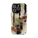 Watercolor Ink Splash Tough Phone Case — Abstract Olive, Blush & Charcoal Protective Cover