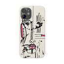 Abstract Face Line Art Slim Phone Case | Minimal Pink Accent