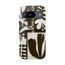 Floral Block Print Tough Phone Case — Black & White Botanical Protective Cover