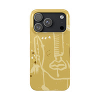 Abstract Line Face Slim Phone Case | Minimalist Art, Mustard Yellow