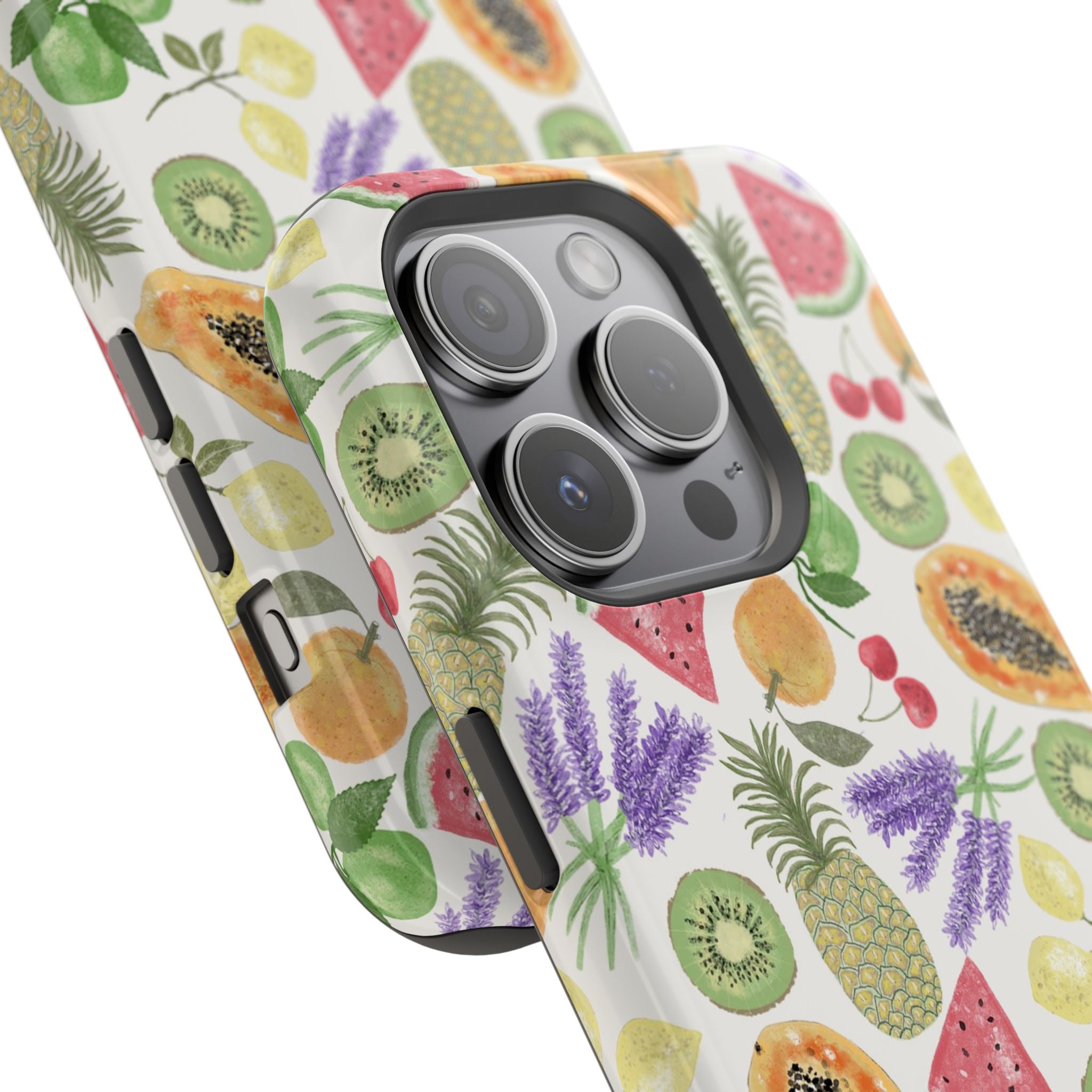 Tropical Fruit Magnetic Impact Phone Case — Watercolor Kiwi, Papaya & Watermelon