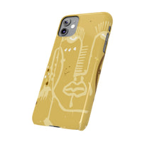Abstract Line Face Slim Phone Case | Minimalist Art, Mustard Yellow