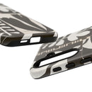 Floral Block Print Tough Phone Case — Black & White Botanical Protective Cover