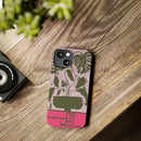Slim Phone Case — Retro Monstera Plant Pink Green Botanical Design