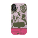 Slim Phone Case — Retro Monstera Plant Pink Green Botanical Design