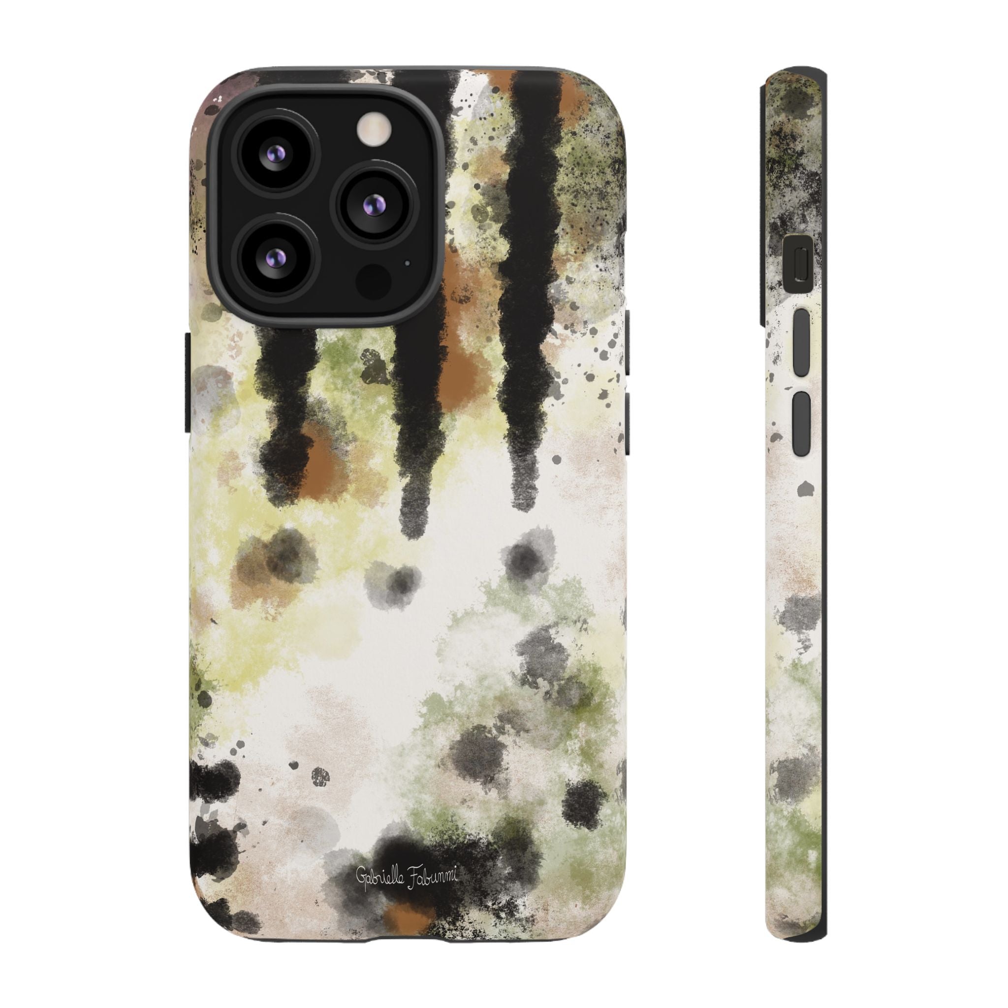 Abstract Camouflage Tough Phone Case — Watercolor Drip Design