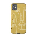 Abstract Line Face Slim Phone Case | Minimalist Art, Mustard Yellow
