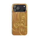 Abstract Face Line Art Slim Phone Case | Minimalist Brown Sketch
