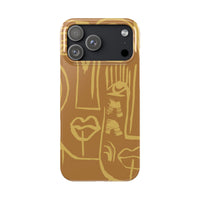Abstract Face Line Art Slim Phone Case | Minimalist Brown Sketch