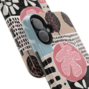 Abstract Floral Magnetic Phone Case — Impact-Resistant Protective Cover with Pink & Teal Collage Design