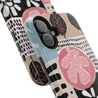 Abstract Floral Magnetic Phone Case — Impact-Resistant Protective Cover with Pink & Teal Collage Design