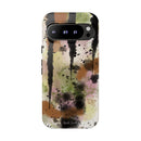 Watercolor Ink Splash Tough Phone Case — Abstract Olive, Blush & Charcoal Protective Cover