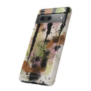 Watercolor Ink Splash Tough Phone Case — Abstract Olive, Blush & Charcoal Protective Cover