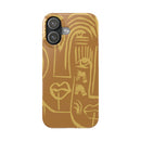Abstract Face Line Art Slim Phone Case | Minimalist Brown Sketch