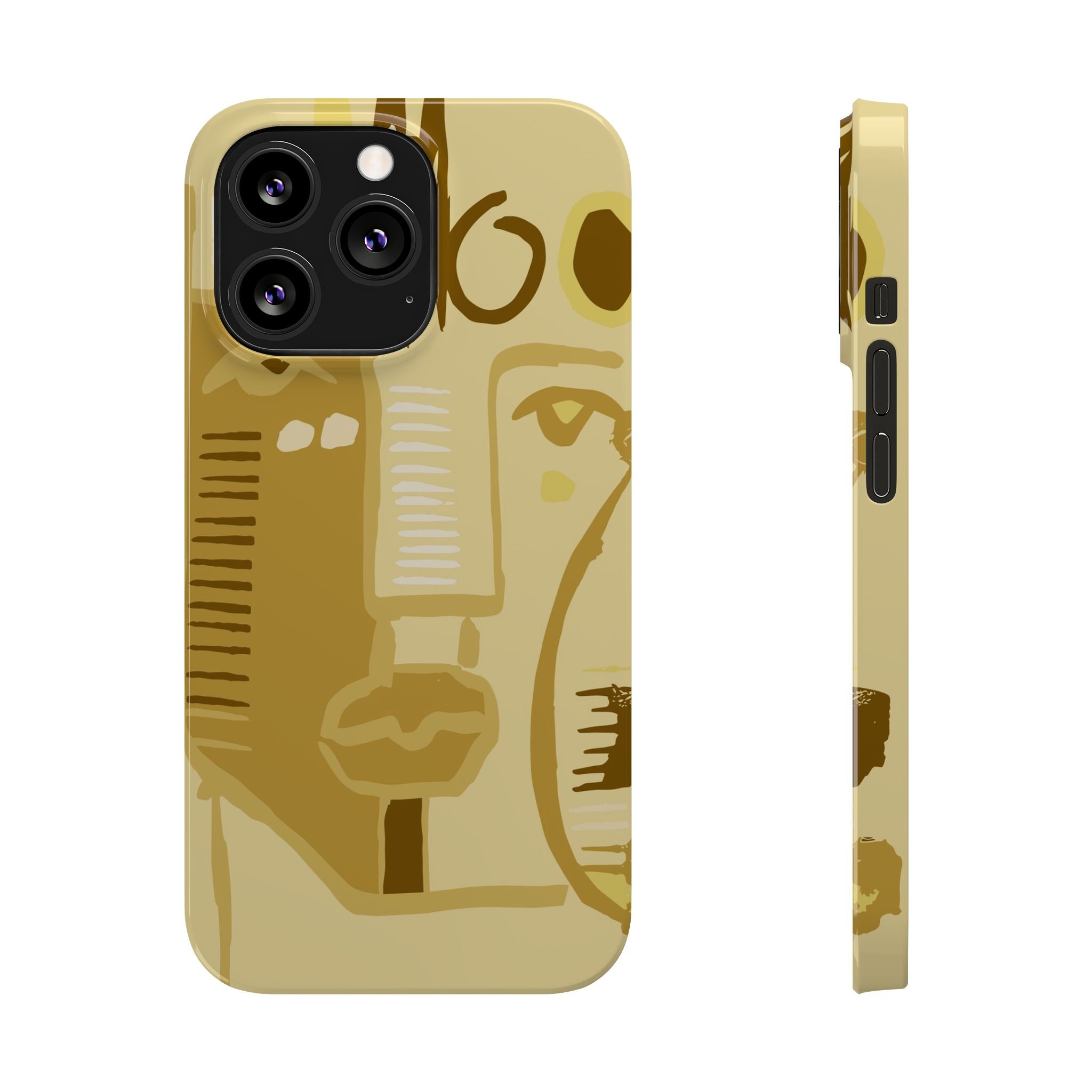 Abstract Face Art Slim Phone Case | Minimalist Neutral Tones