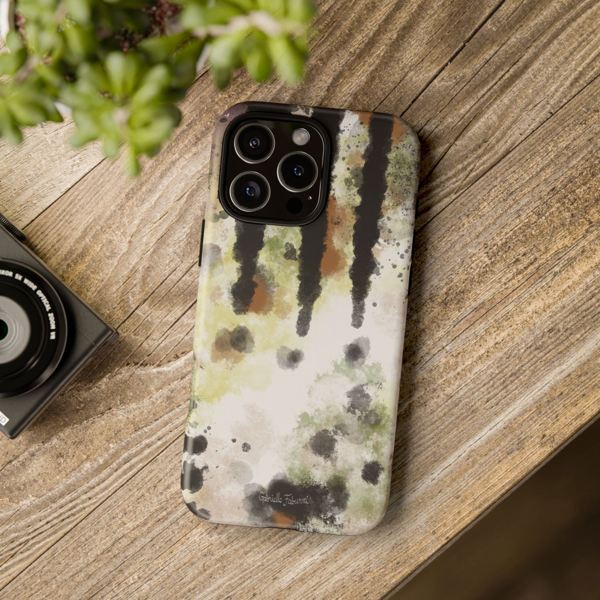Abstract Camouflage Tough Phone Case — Watercolor Drip Design