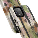 Watercolor Ink Splash Tough Phone Case — Abstract Olive, Blush & Charcoal Protective Cover