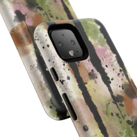 Watercolor Ink Splash Tough Phone Case — Abstract Olive, Blush & Charcoal Protective Cover