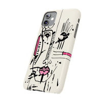 Abstract Face Line Art Slim Phone Case | Minimal Pink Accent