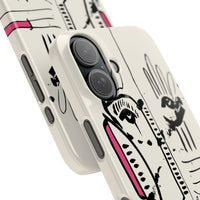 Abstract Face Line Art Slim Phone Case | Minimal Pink Accent