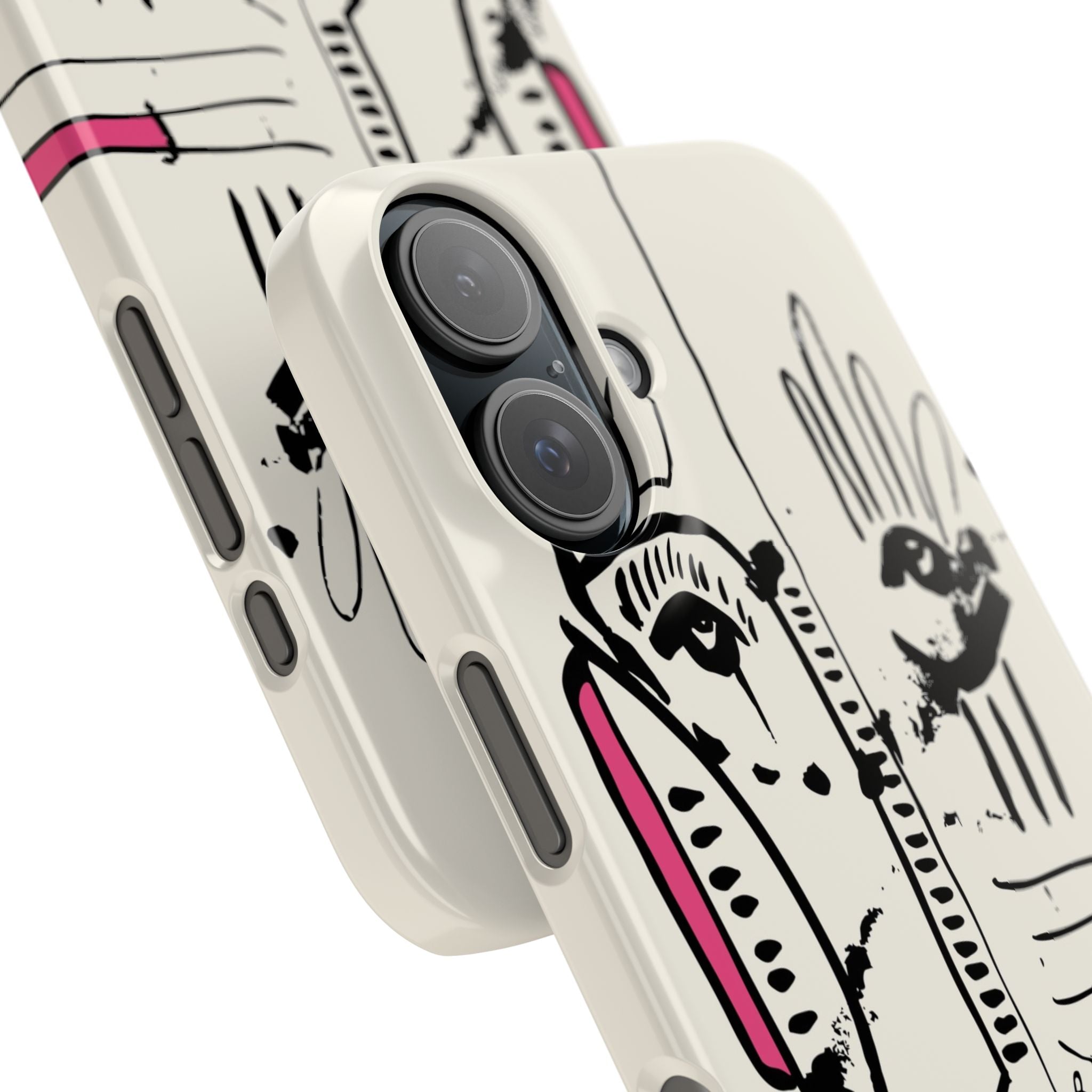 Abstract Face Line Art Slim Phone Case | Minimal Pink Accent