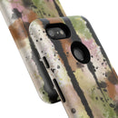 Watercolor Ink Splash Tough Phone Case — Abstract Olive, Blush & Charcoal Protective Cover