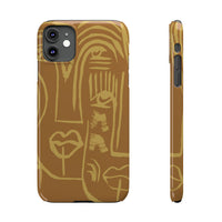 Abstract Face Line Art Slim Phone Case | Minimalist Brown Sketch